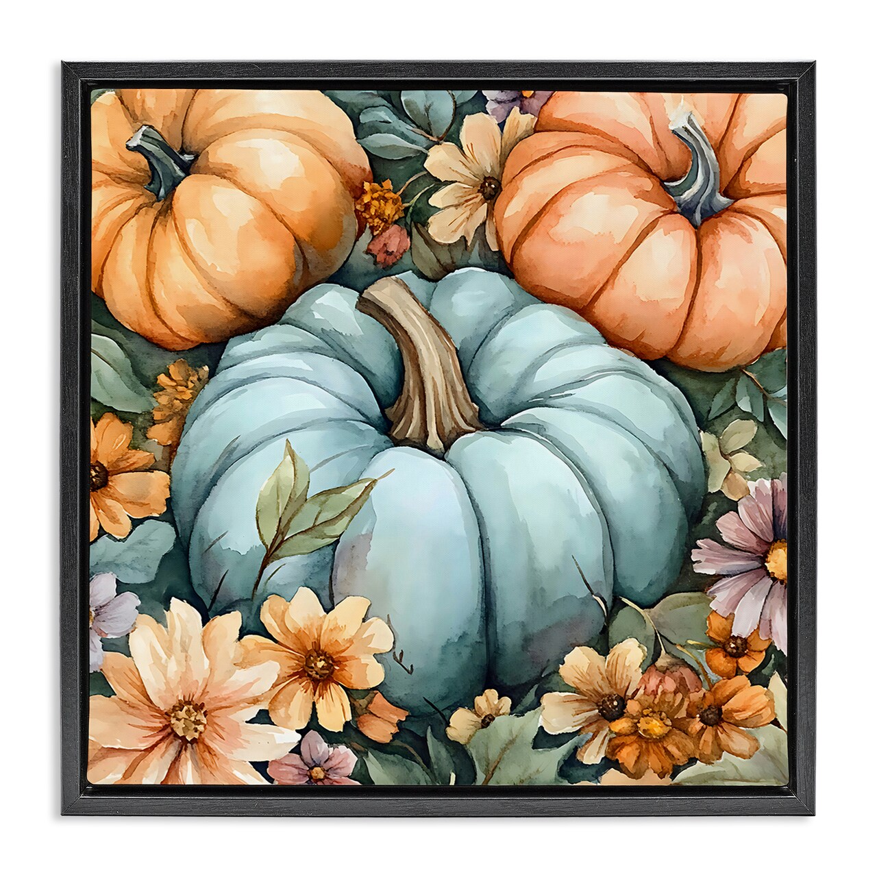 Stupell Industries Three Pumpkins & Florals Floating Frame, design by Creative Studio